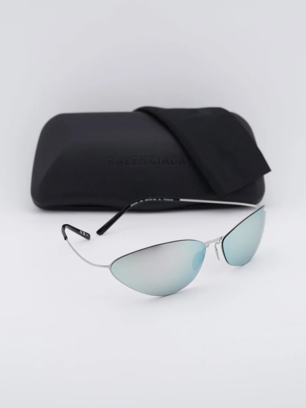 Balenciaga BB0350S 004 Cat Eye Sunglasses - Silver/Silver Mirror